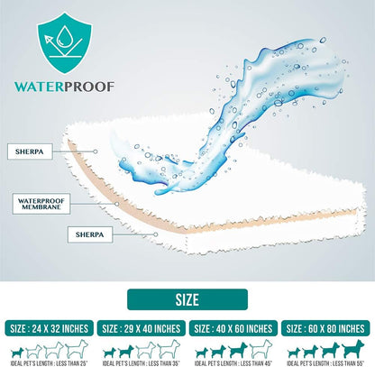 Fluffy Waterproof Dog Blanket Fleece | Soft Warm Pet Fleece Throw for Large Dogs and Cats | Fuzzy Plush Sherpa Throw Furniture Protector Sofa Couch Bed
